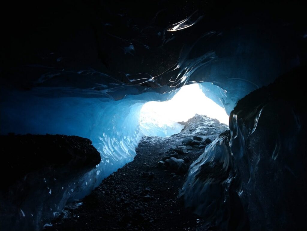 Explore the stunning beauty of an ice cave in Skaftafell National Park, Iceland.